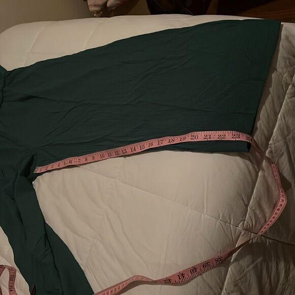 Calvin Klein Pantsuit Size 12 Green Scoop Pleated Neck Sleeveless Pockets - Picture 11 of 12